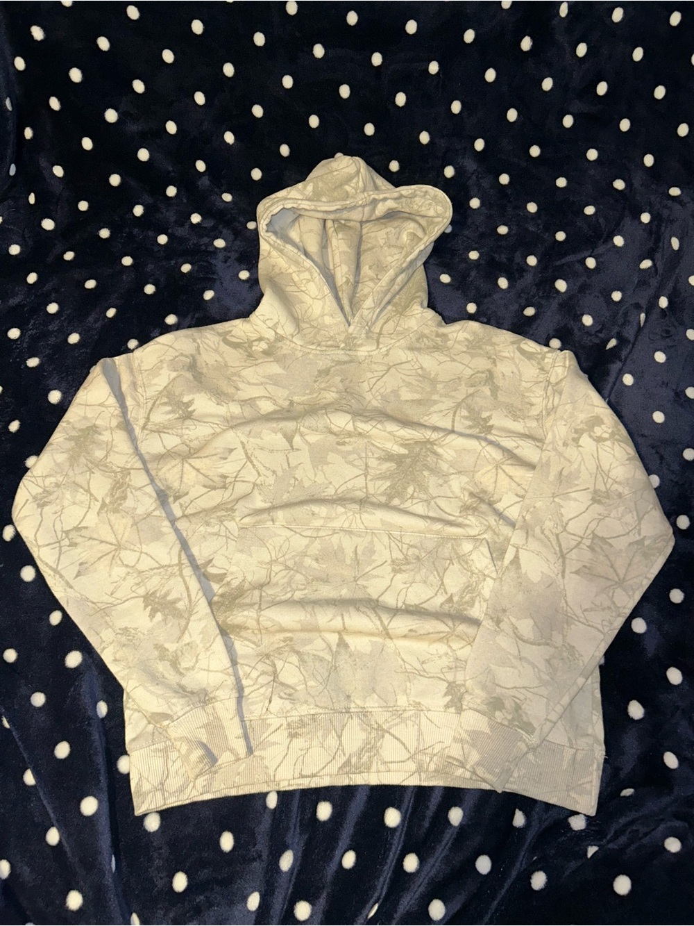 Light Beige Camo Patterned Hoodie Sweatshirt